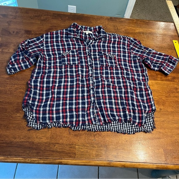 Umgee Red and Blue Plaid Casual Shirt - Picture 1 of 6